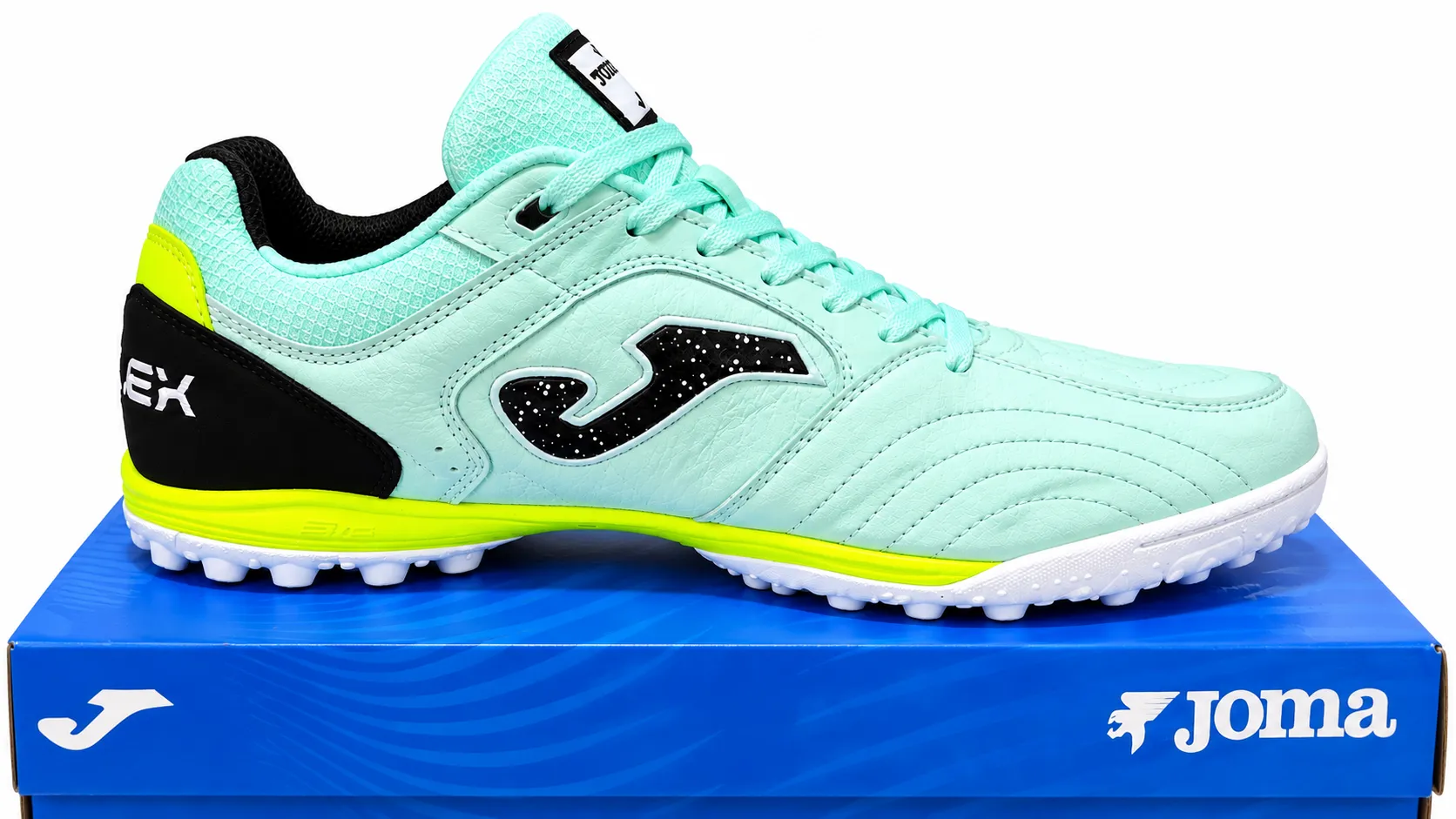 Tênis Joma Society masculino verde água sobre caixa azul da Joma