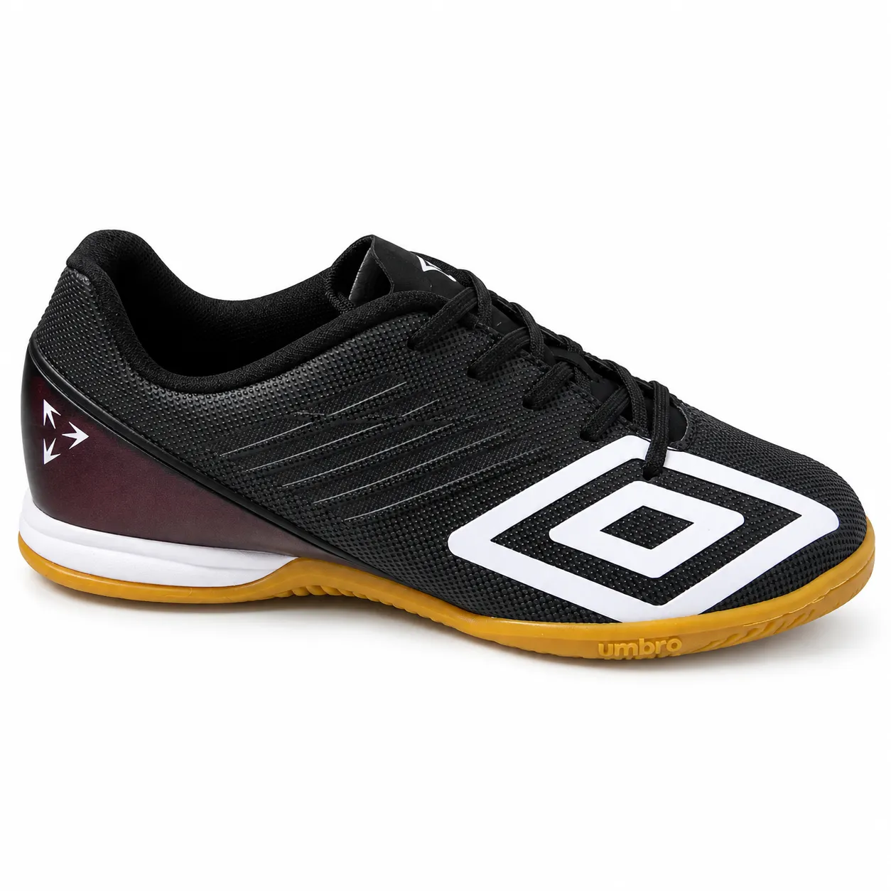 Chuteira Futsal Umbro Adulto Preta, Branca e Dourada